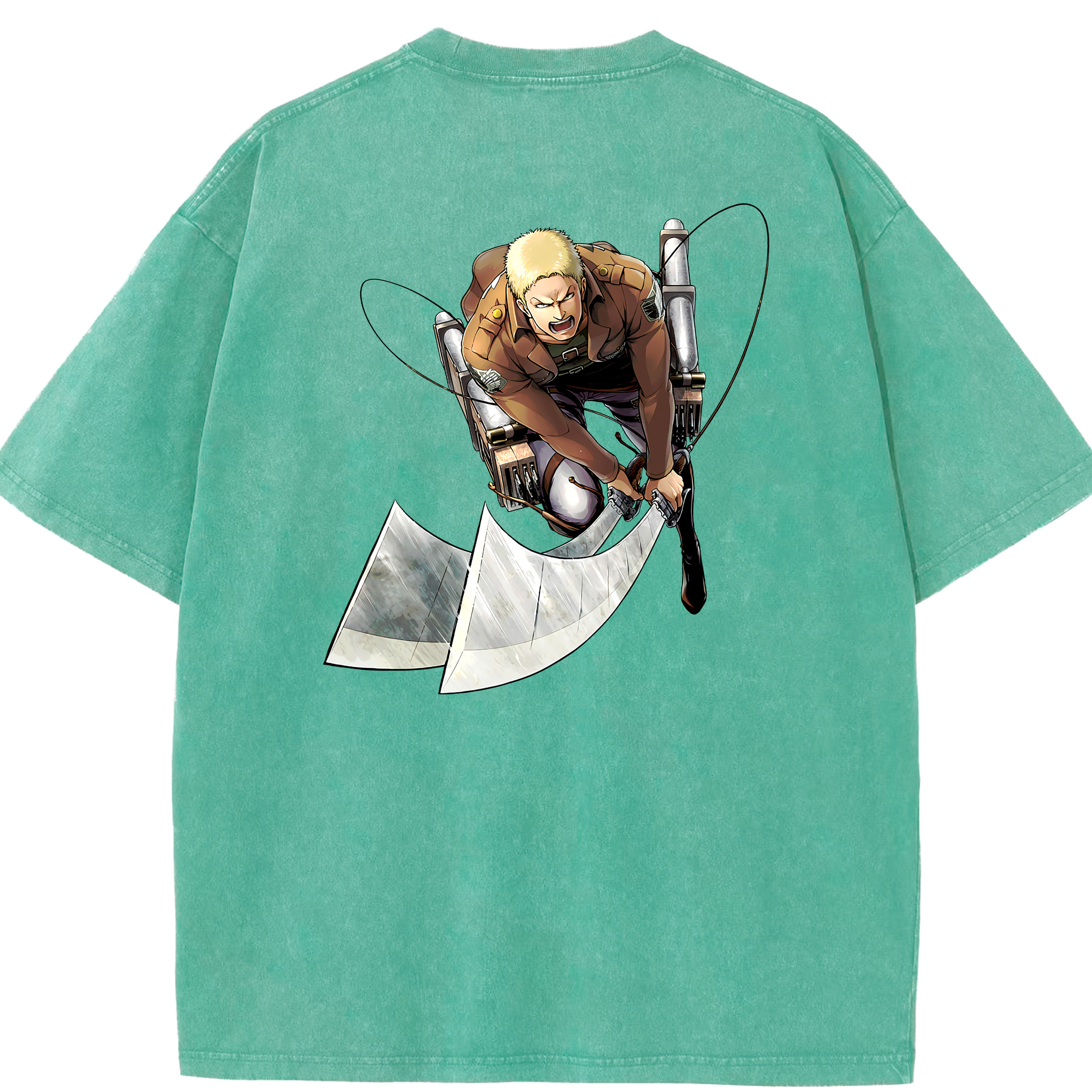 （画像用） 進撃の巨人 ライナー・ブラウン Attack on Titan Reiner Braun 綿100% ヴィンテージ風 半袖Tシャツ（背面プリント）